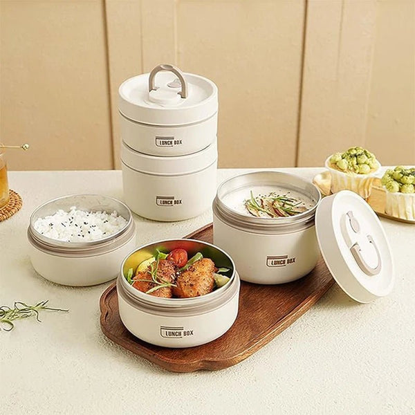 Ensemble de récipients à déjeuner isolés portables avec boîte à déjeuner thermique 3 récipients à déjeuner empilables séparés pour enfants adultes - Cuisine élégante