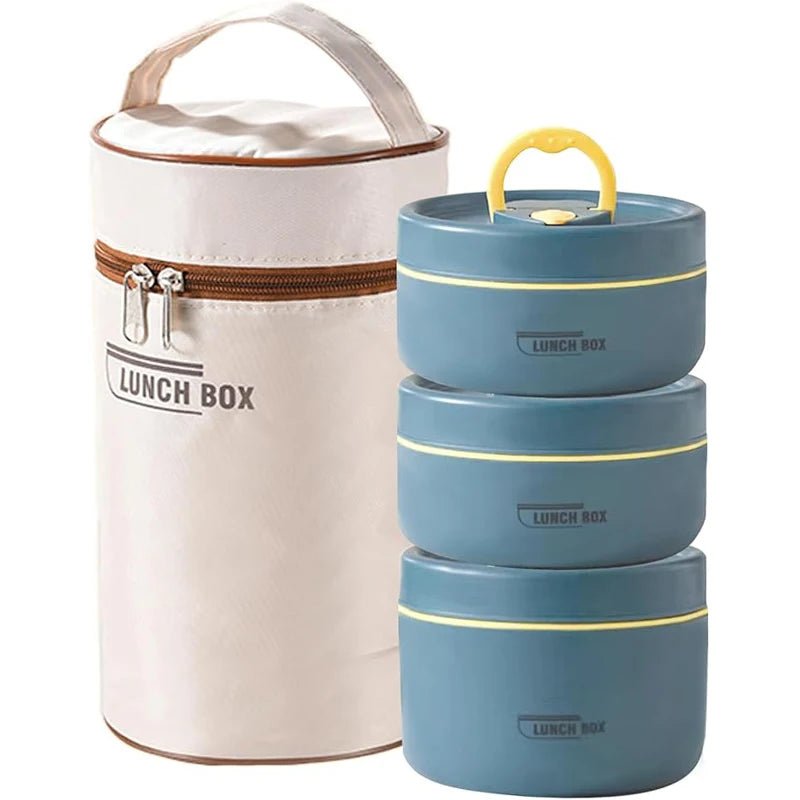 Ensemble de récipients à déjeuner isolés portables avec boîte à déjeuner thermique 3 récipients à déjeuner empilables séparés pour enfants adultes - Cuisine élégante