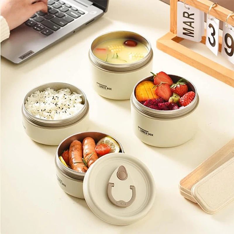 Ensemble de récipients à déjeuner isolés portables avec boîte à déjeuner thermique 3 récipients à déjeuner empilables séparés pour enfants adultes - Cuisine élégante