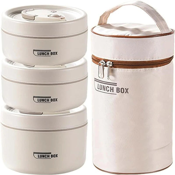 Ensemble de récipients à déjeuner isolés portables avec boîte à déjeuner thermique 3 récipients à déjeuner empilables séparés pour enfants adultes - Cuisine élégante