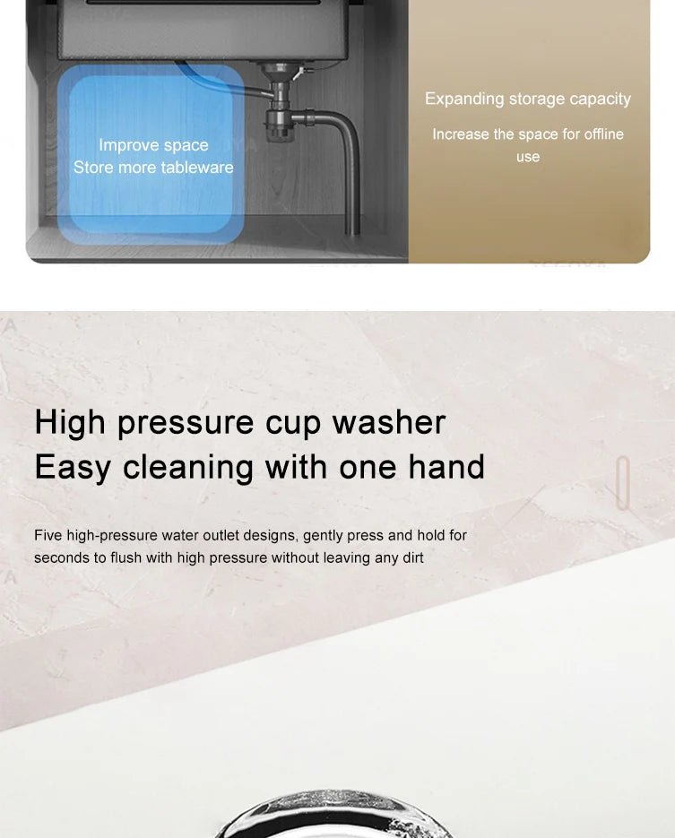 Évier de Cuisine à Cascade à Fente Unique, avec Support de Téléphone Portable Intelligent, en Acier Inoxydable, à Rainures, Gaufrage en Nid d'Abeille Intelligent - Cuisine élégante