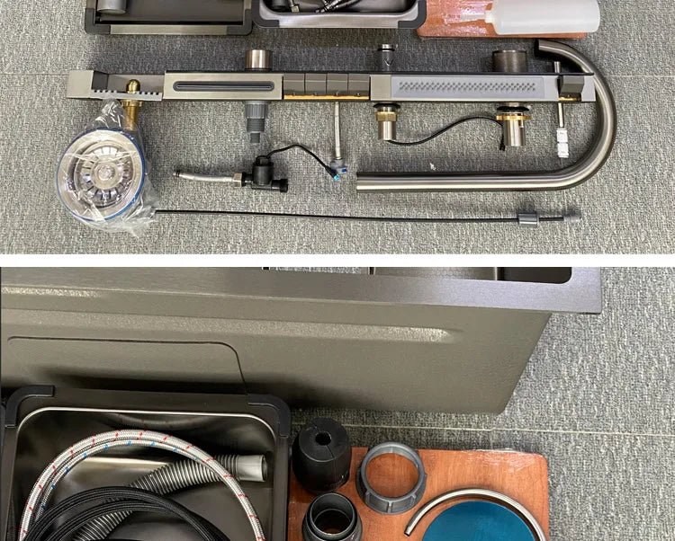 Évier de Cuisine Intelligent en Acier Inoxydable Noir, Utilitaire Multifonctionnel 3 en 1, Affichage Numérique, 29.5x17,7 Pouces, pour la Maison - Cuisine élégante