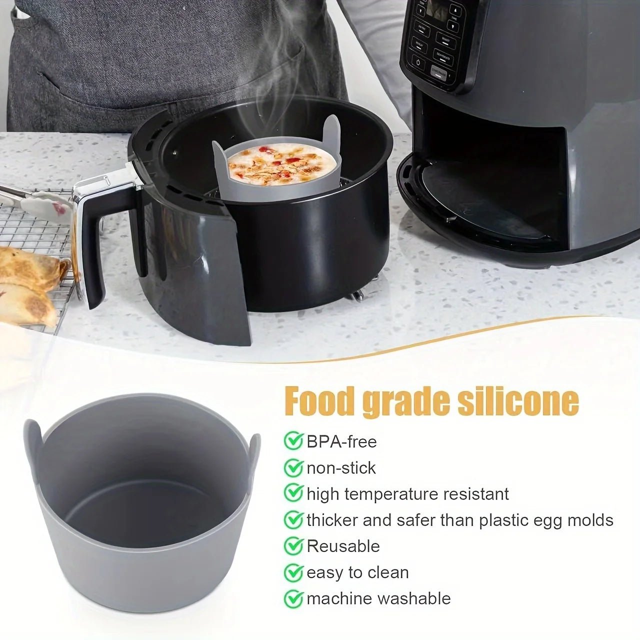 Friteuse à Air en Silicone, tasses de braconnier d'œufs, moule de cuiseur d'œufs en Silicone, 1 pièce/4 pièces - Cuisine élégante