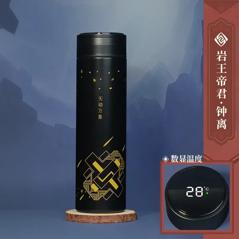 Genshin Impact flacon à vide bouteilles d'eau en acier inoxydable affichage de la température LED tasse à café jeu Zhongli Xiao Anime tasse Thermos - Cuisine élégante