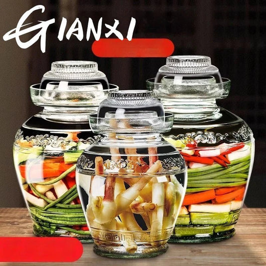 GIANXI pot de cornichons de qualité alimentaire pot en verre épaissi extra - large pot scellé pot de cornichons pot de cornichon d'ail de sucre domestique pot de cornichons - Cuisine élégante