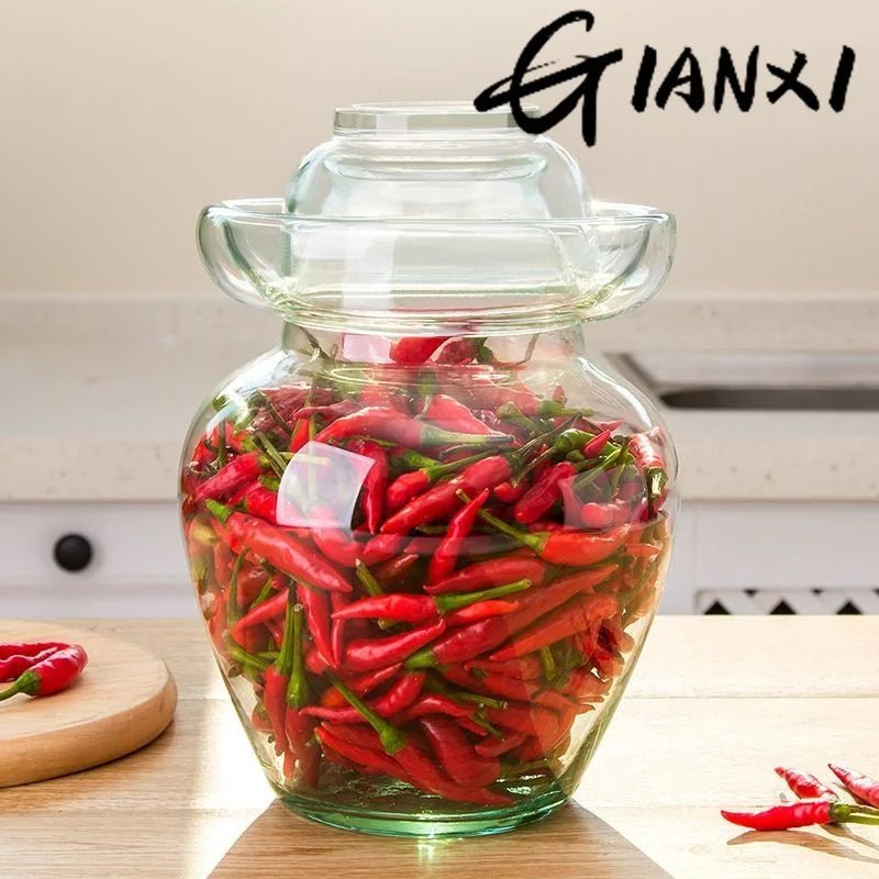 GIANXI pot de cornichons de qualité alimentaire pot en verre épaissi extra - large pot scellé pot de cornichons pot de cornichon d'ail de sucre domestique pot de cornichons - Cuisine élégante