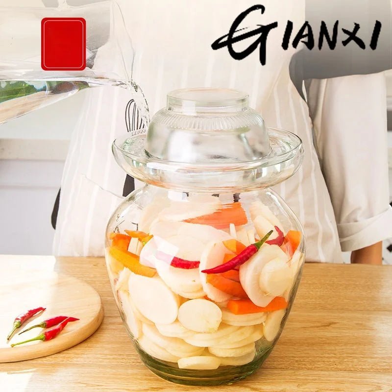 GIANXI pot de cornichons de qualité alimentaire pot en verre épaissi extra - large pot scellé pot de cornichons pot de cornichon d'ail de sucre domestique pot de cornichons - Cuisine élégante