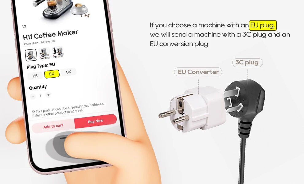 Hiinvasif W Cafetière, Inox Semi-existent, Dosette ESE Super Mince, Expresso en Poudre, Machine à Cappuccino, Eau Chaude, H11, 20 Bar - Cuisine élégante