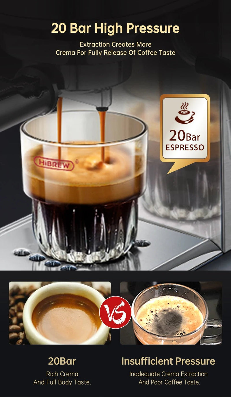 Hiinvasif W Cafetière, Inox Semi-existent, Dosette ESE Super Mince, Expresso en Poudre, Machine à Cappuccino, Eau Chaude, H11, 20 Bar - Cuisine élégante
