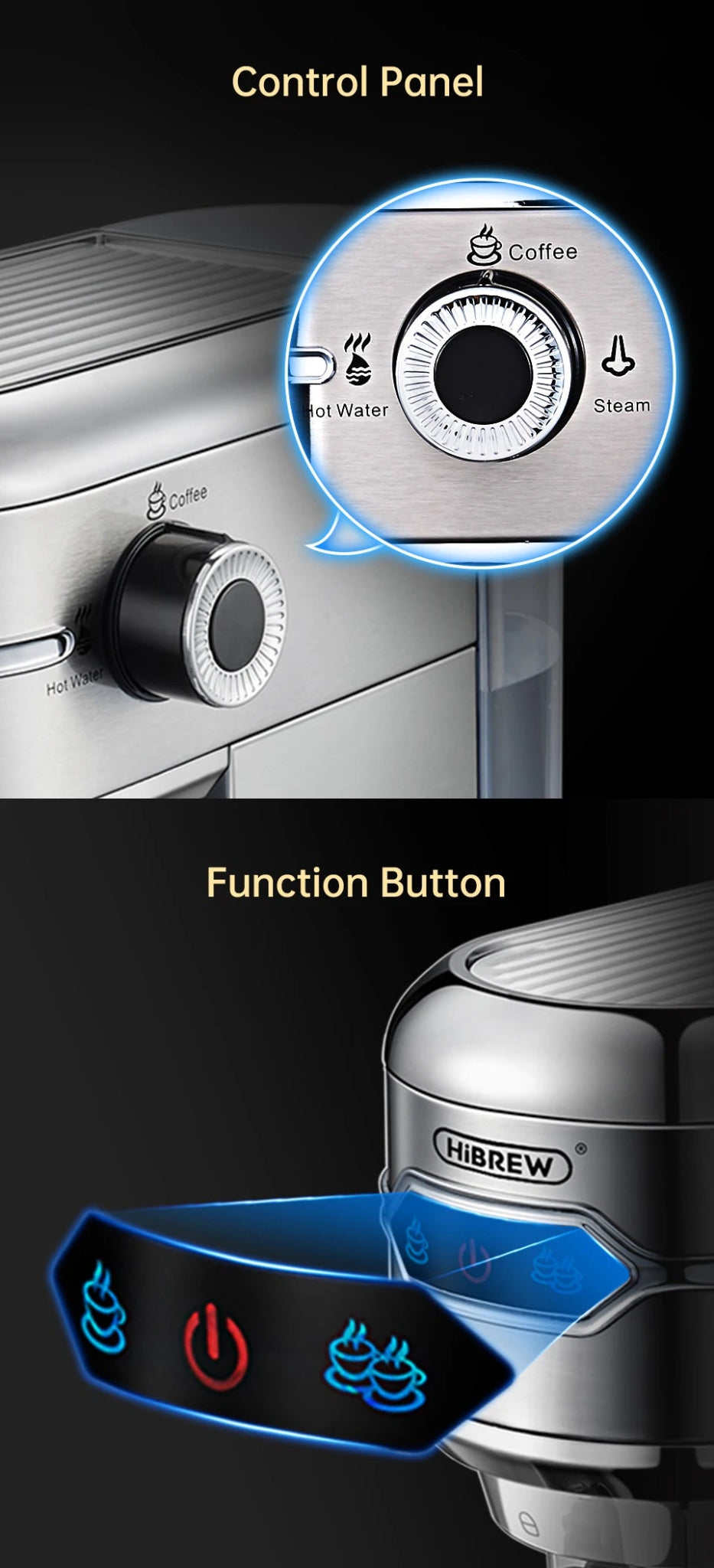 Hiinvasif W Cafetière, Inox Semi-existent, Dosette ESE Super Mince, Expresso en Poudre, Machine à Cappuccino, Eau Chaude, H11, 20 Bar - Cuisine élégante