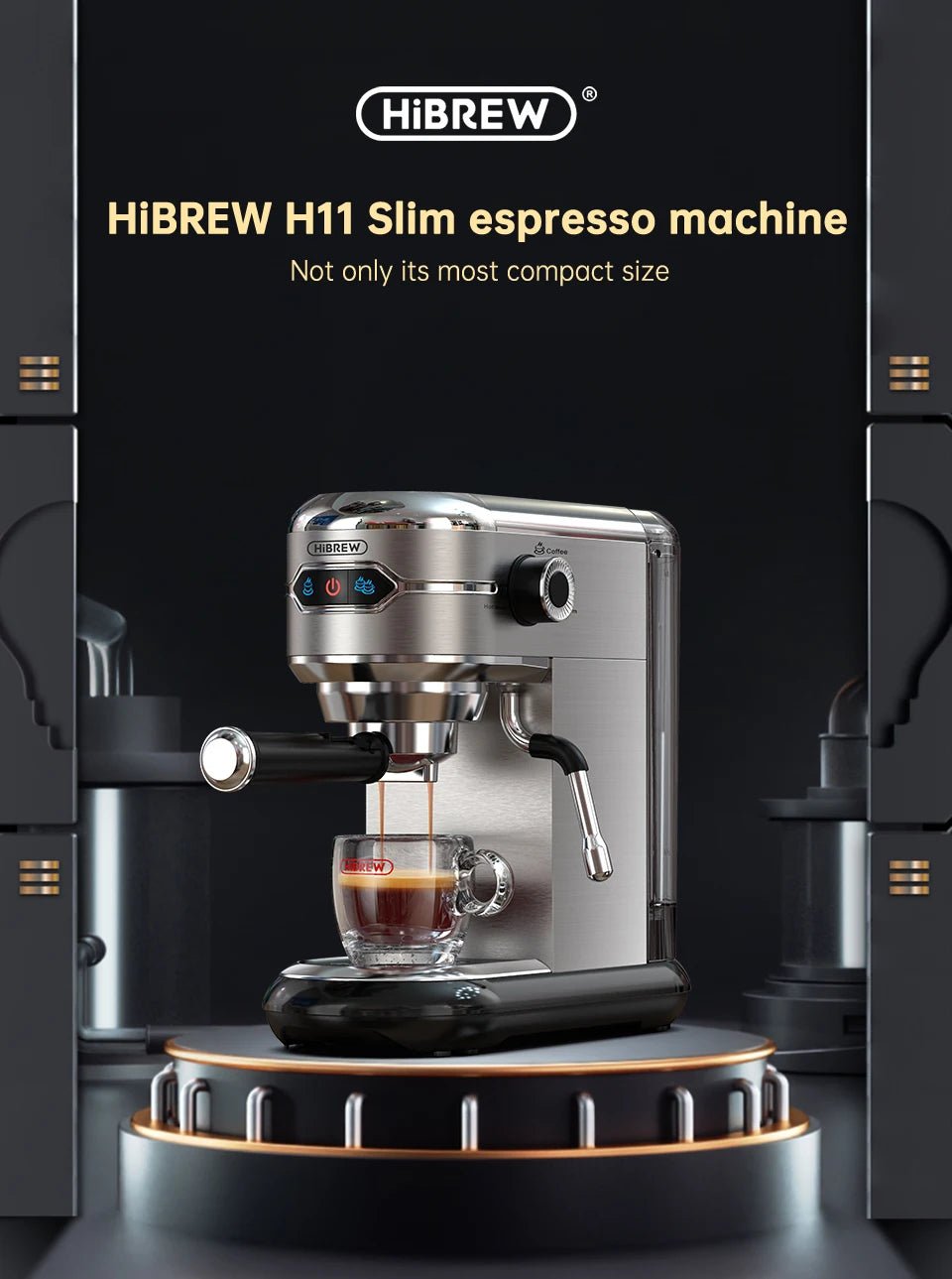 Hiinvasif W Cafetière, Inox Semi-existent, Dosette ESE Super Mince, Expresso en Poudre, Machine à Cappuccino, Eau Chaude, H11, 20 Bar - Cuisine élégante