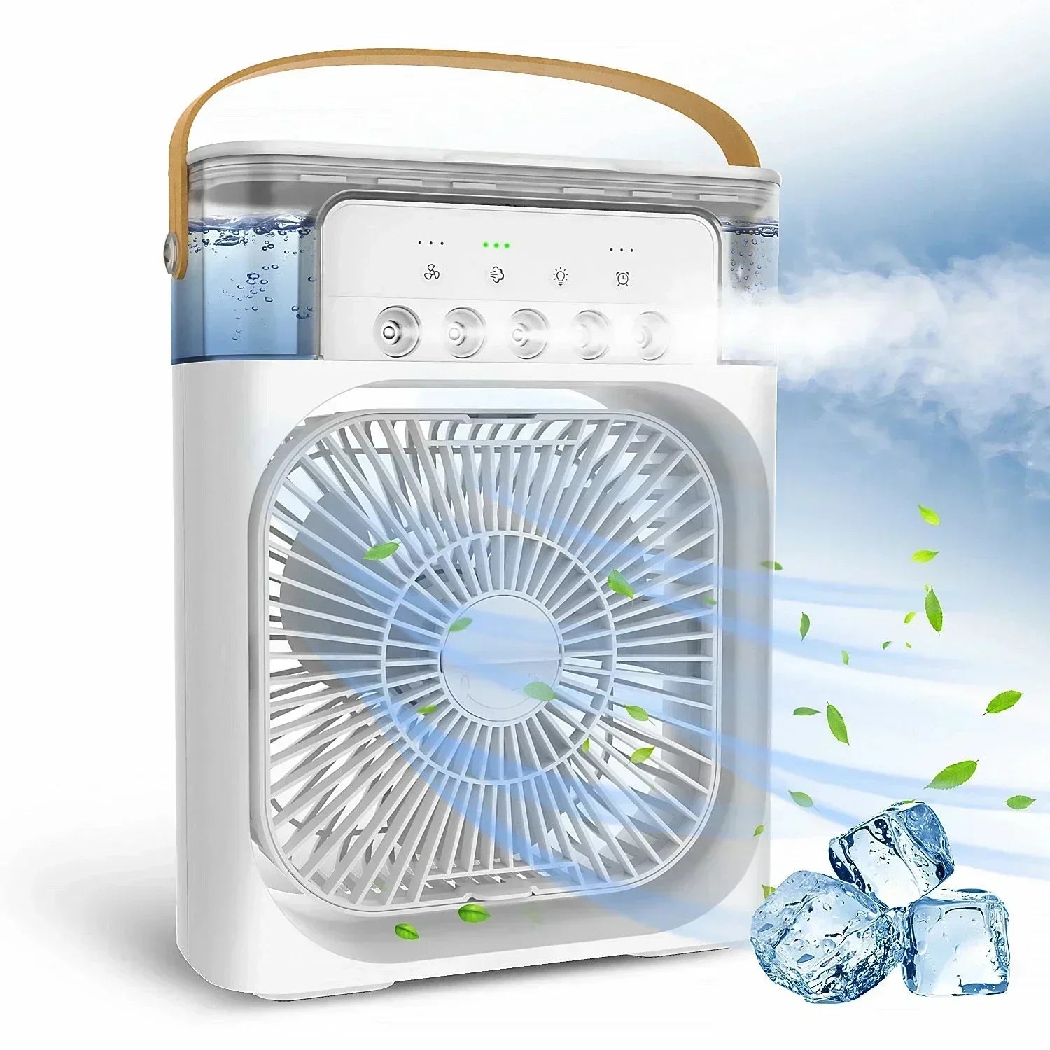 Humidificateur portable 3 en 1, ventilateur électrique USB, veilleuse LED, brumisateur d'eau amusant, refroidisseur d'air, pour la maison - Cuisine élégante