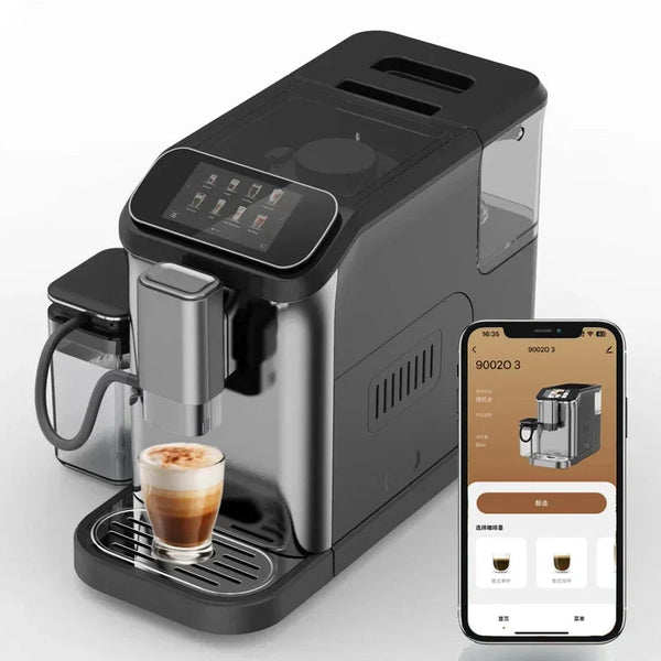 Machine à café entièrement automatique avec lait, cafetière expresso intelligente, Wi - Fi, Tuyas, Bean To Cup, Cappuccino - Cuisine élégante
