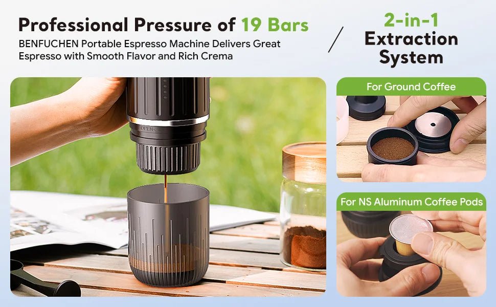 Machine à café expresso portable pour voiture et maison, cafetière italienne automatique, convient à l'original illy Pod Capsule, café moulu - Cuisine élégante