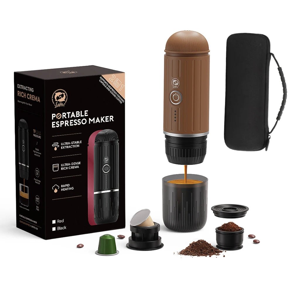 Machine à café expresso portable pour voiture et maison, cafetière italienne automatique, convient à l'original illy Pod Capsule, café moulu - Cuisine élégante