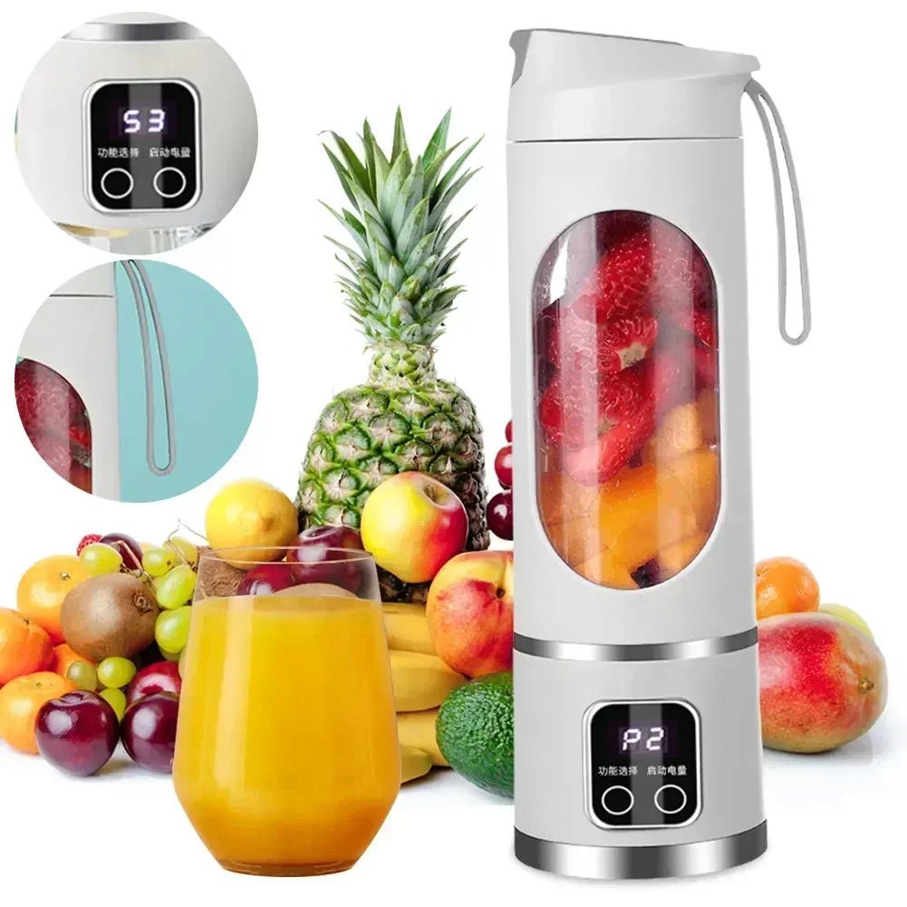 Machine à jus de fruits portable avec affichage numérique, Ju479, 8 lames, grande capacité, aste par USB, maison, 450ml - Cuisine élégante