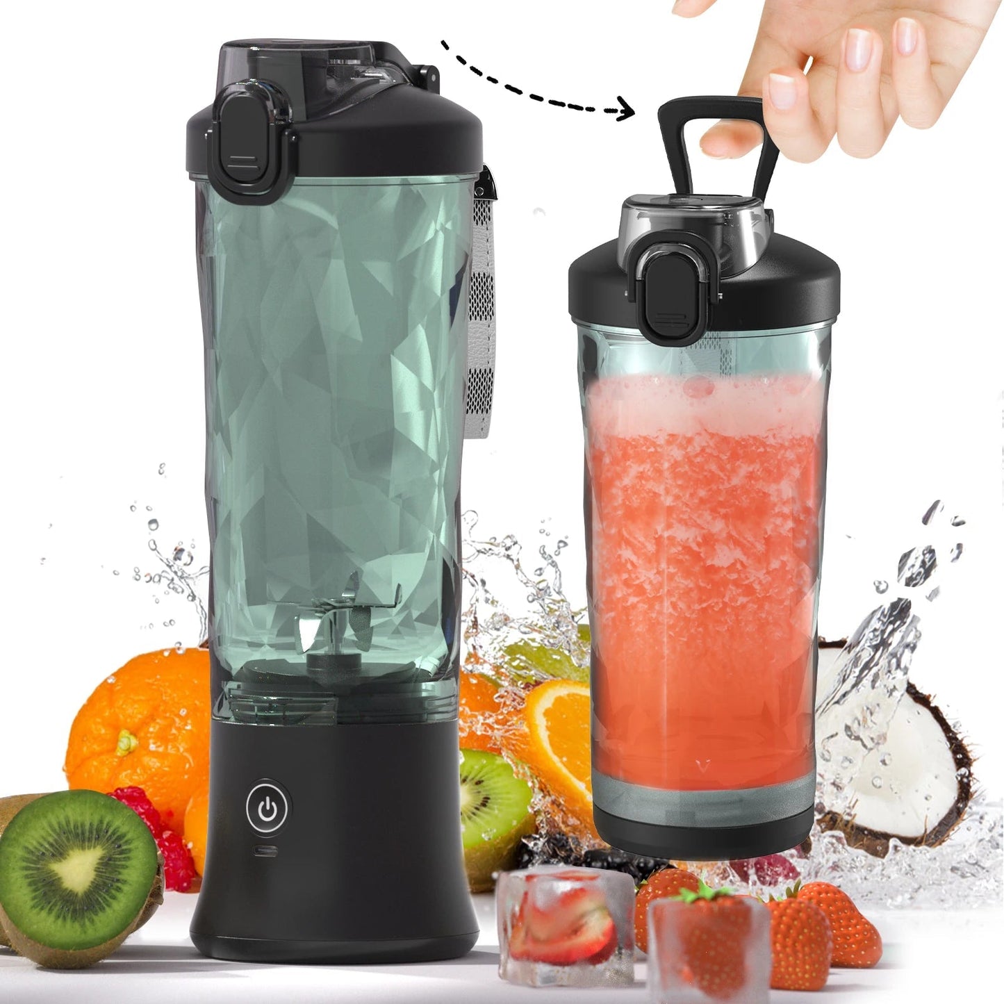 Mélangeur électrique portable, mini mélangeur multifonction, jus de fruits, SmUnvétérans wn ie, aste par USB, Ju479, 600ml, 4000mAh - Cuisine élégante