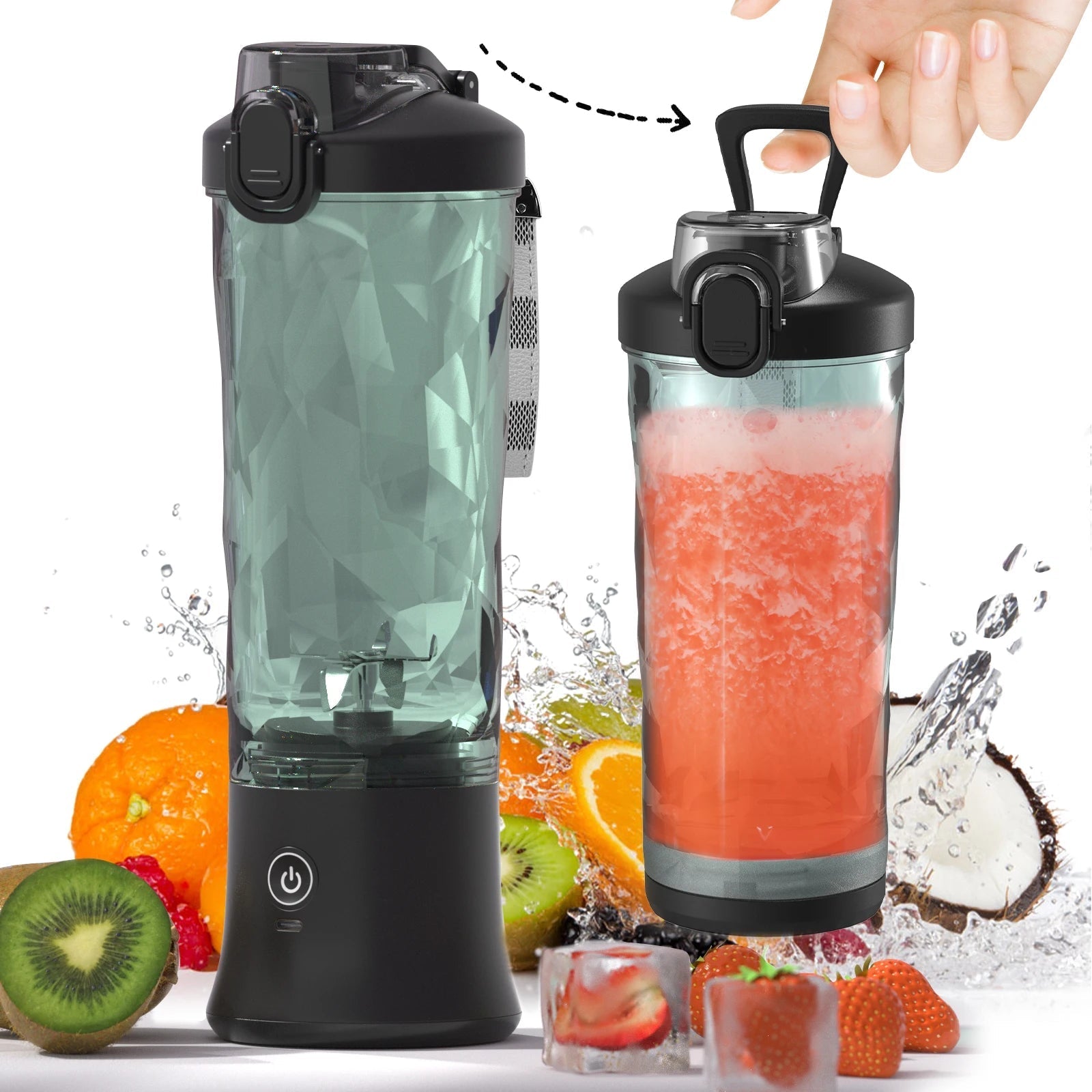 Mélangeur électrique portable, mini mélangeur multifonction, jus de fruits, SmUnvétérans wn ie, aste par USB, Ju479, 600ml, 4000mAh - Cuisine élégante