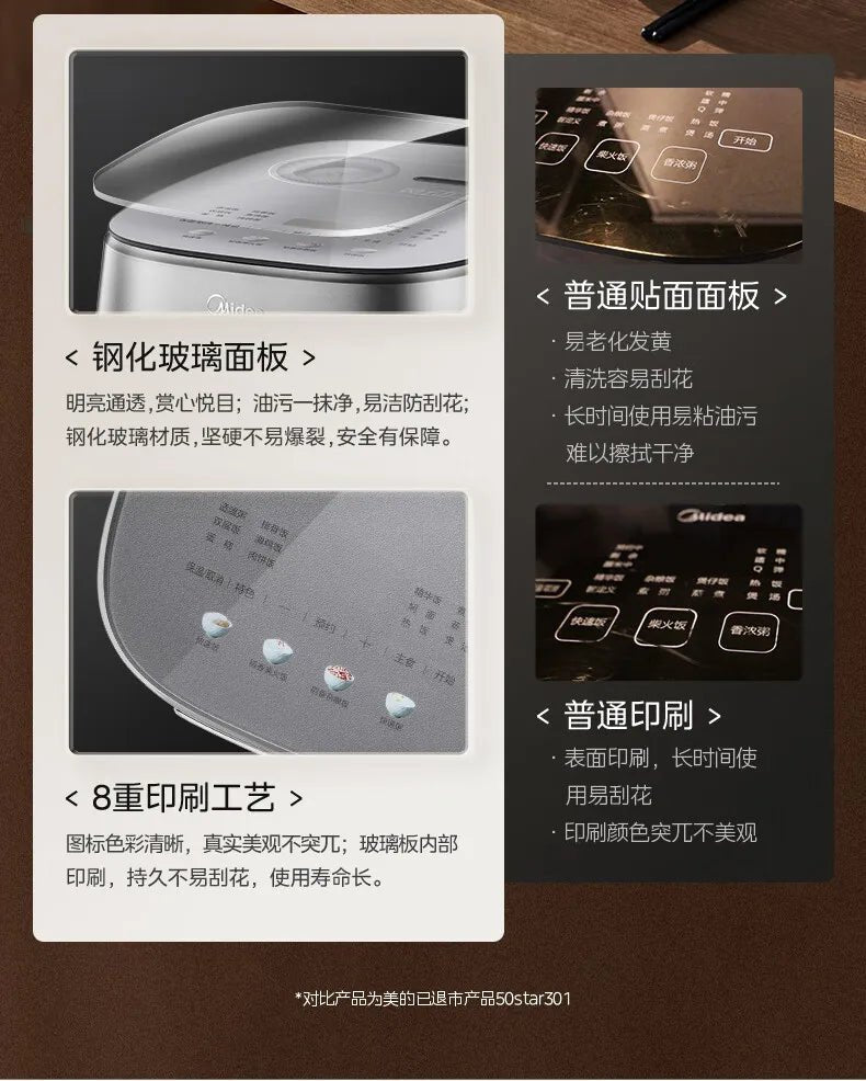 Midea-Cuiseur à Riz Électromagnétique à Double Couche, Cuisson Rapide, Intelligent, Usage Domestique, 4L IH, 220V - Cuisine élégante