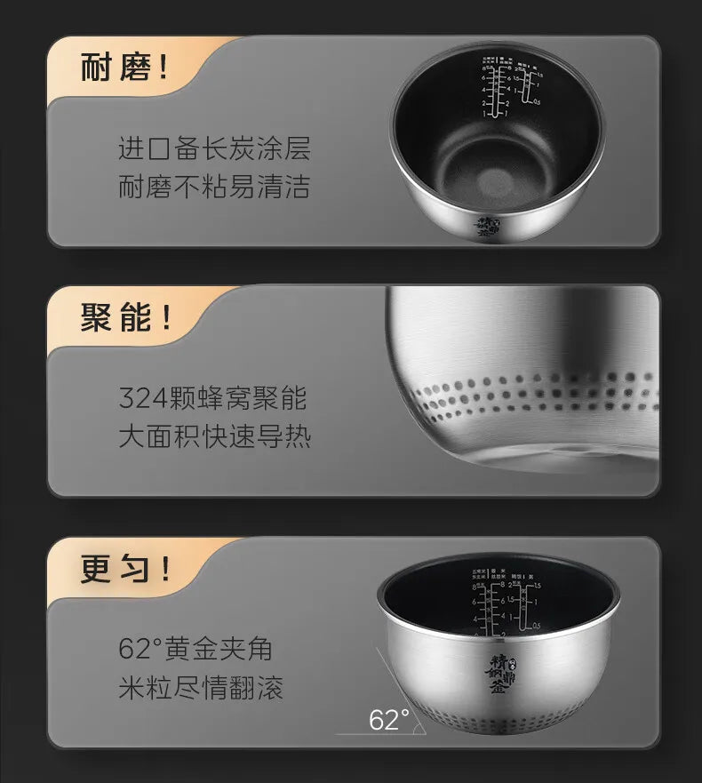 Midea - Cuiseur à Riz Électromagnétique à Double Couche, Cuisson Rapide, Intelligent, Usage Domestique, 4L IH, 220V - Cuisine élégante