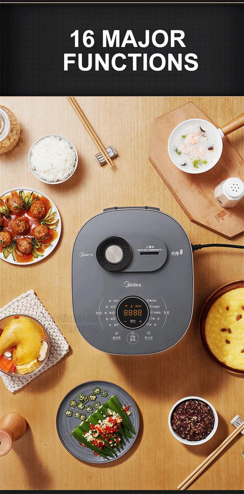 Midea – cuiseur à riz intelligent, contrôle par application Mobile, capacité de 4l, multifonctionnel, 220V, appareils de cuisine pour 2 à 10 personnes - Cuisine élégante