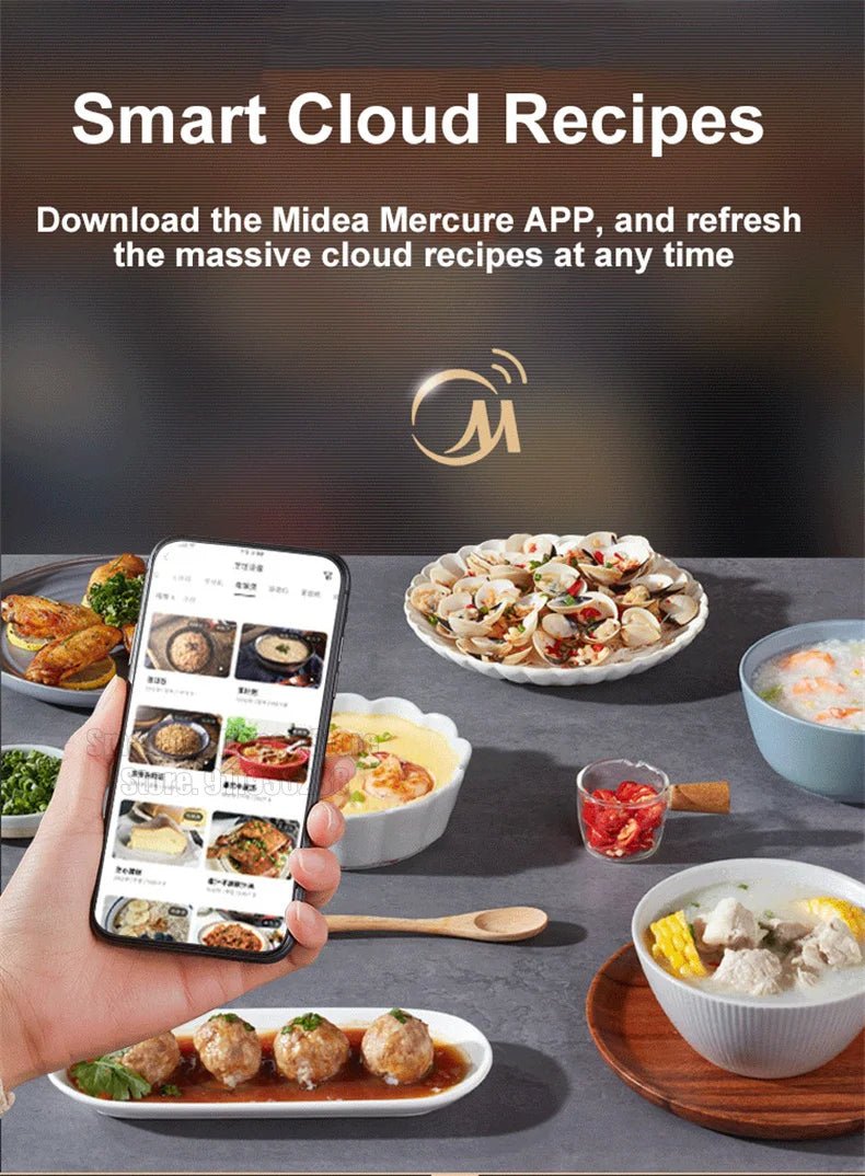 Midea – cuiseur à riz intelligent, contrôle par application Mobile, capacité de 4l, multifonctionnel, 220V, appareils de cuisine pour 2 à 10 personnes - Cuisine élégante