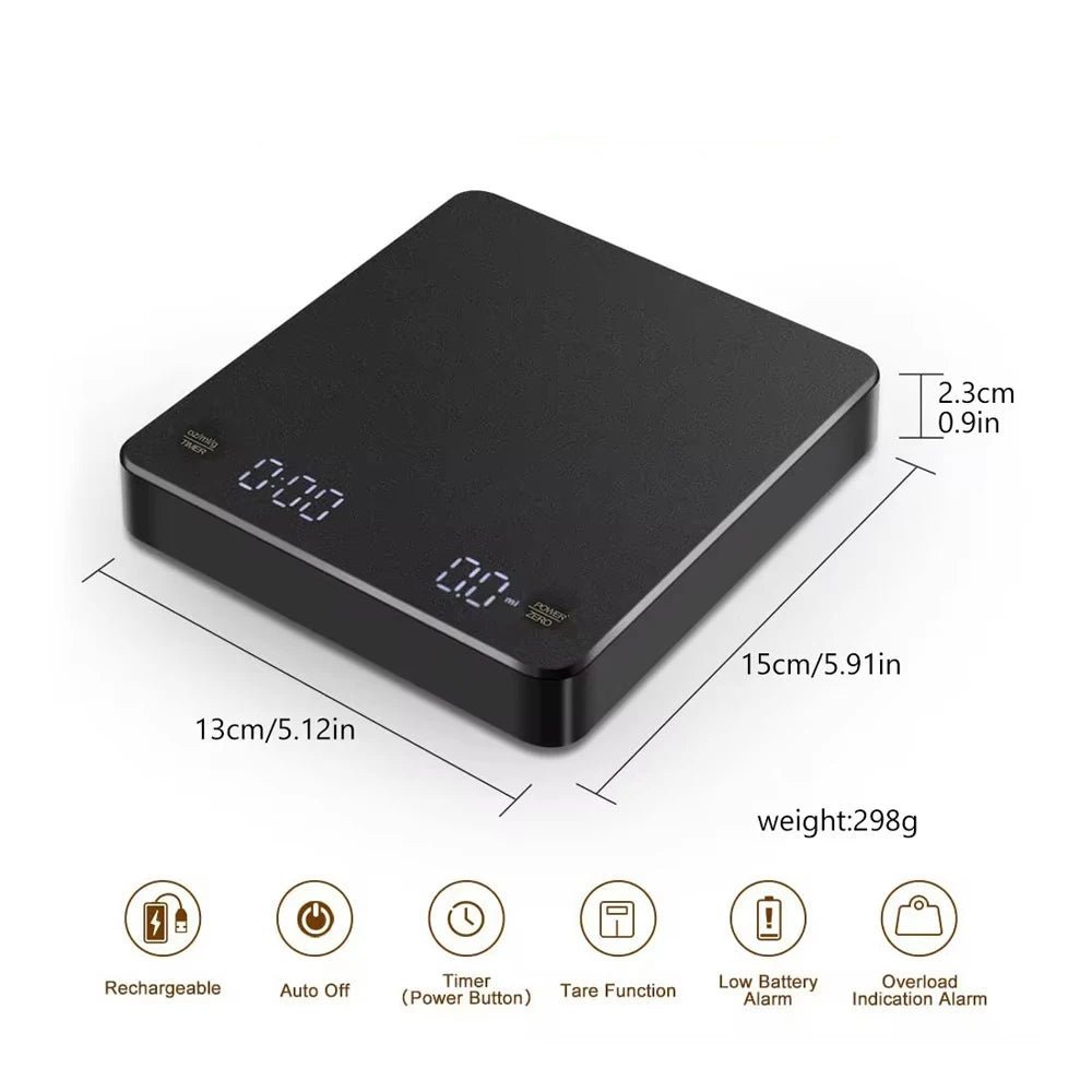 Mini balance à café Nano avec minuterie, balance à expresso avec capteur tactile de tara automatique et couvercle en Silicone - Cuisine élégante