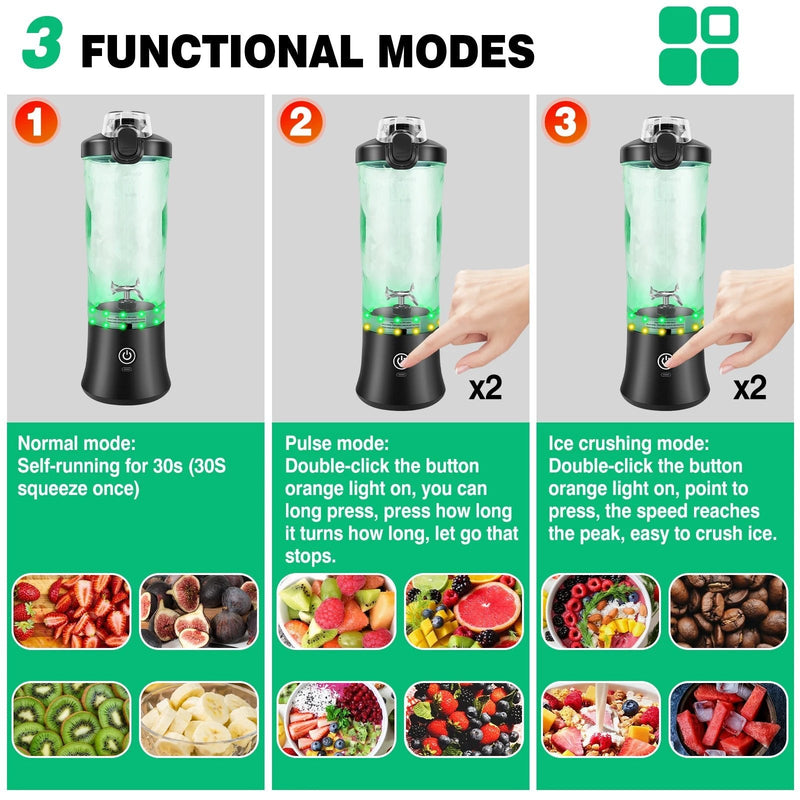 Mini mélangeur Portable de 600ml, petit mélangeur de Smoothie Rechargeable par USB, mélangeur de voyage de grande capacité, Smoothies portables, mélange de glace - Cuisine élégante