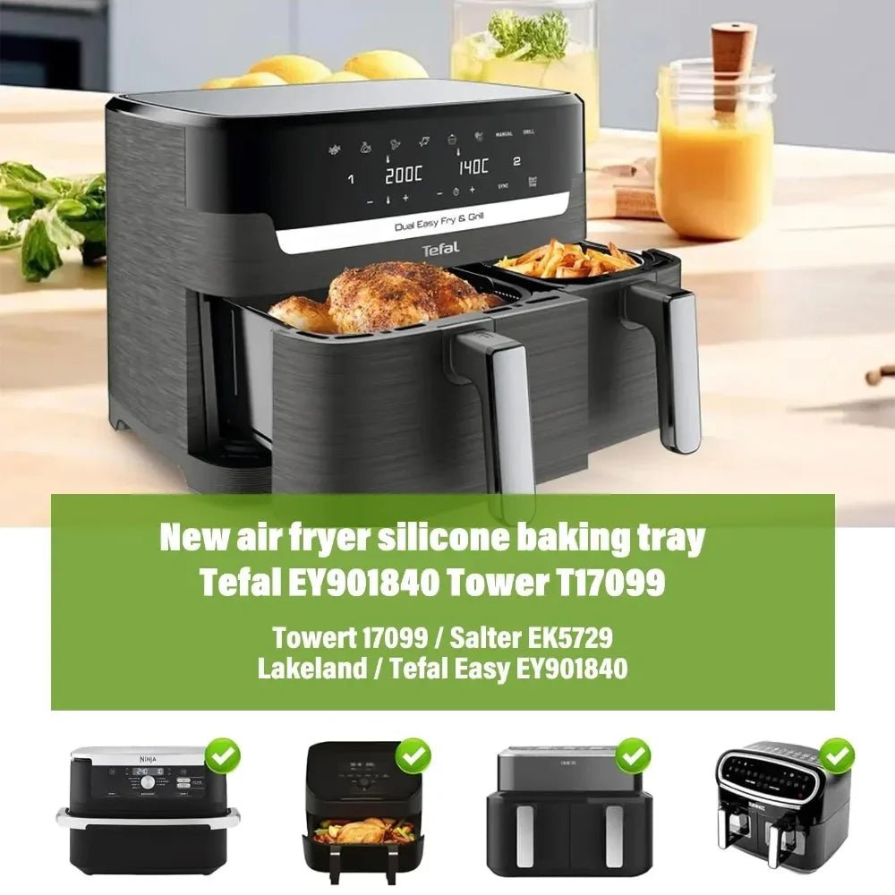 Moule en silicone pour plateau de friteuse à air pour Tefal Ey 901840 Panier de revêtement de friteuse à Air, plateau de cuisson de four réutilisable, poêle antiadhésive pour gril à Pizza - Cuisine élégante