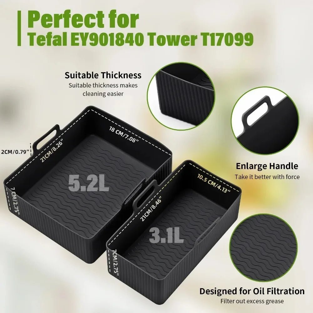 Moule en silicone pour plateau de friteuse à air pour Tefal Ey 901840 Panier de revêtement de friteuse à Air, plateau de cuisson de four réutilisable, poêle antiadhésive pour gril à Pizza - Cuisine élégante