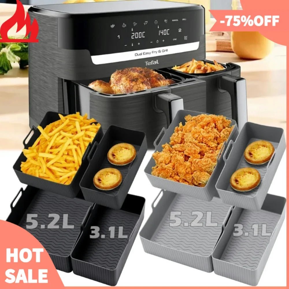 Moule en silicone pour plateau de friteuse à air pour Tefal Ey 901840 Panier de revêtement de friteuse à Air, plateau de cuisson de four réutilisable, poêle antiadhésive pour gril à Pizza - Cuisine élégante