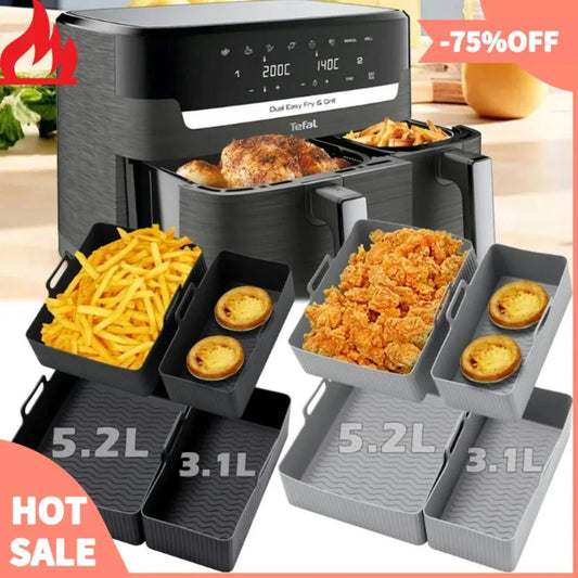 Moule en silicone pour plateau de friteuse à air pour Tefal Ey 901840 Panier de revêtement de friteuse à Air, plateau de cuisson de four réutilisable, poêle antiadhésive pour gril à Pizza - Cuisine élégante