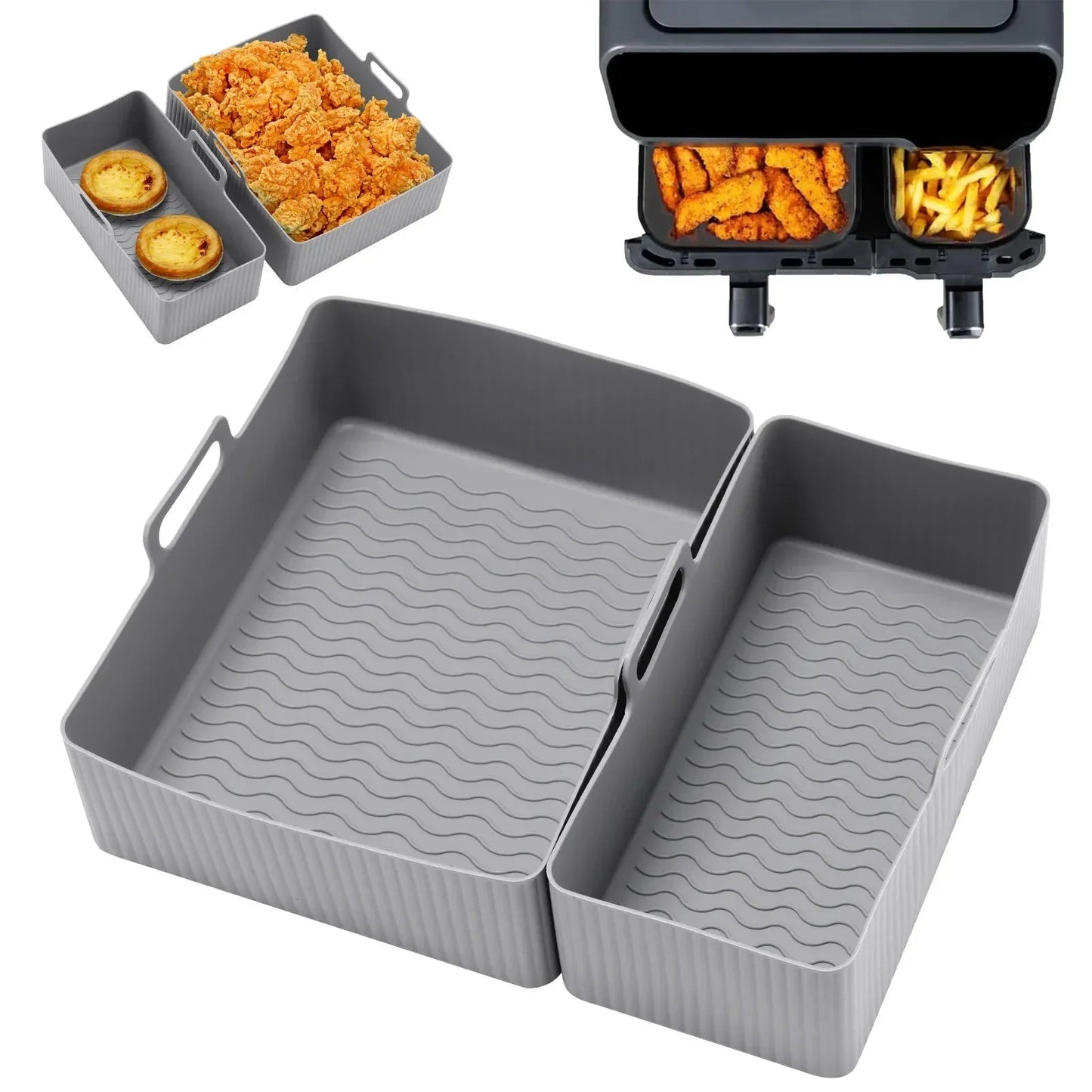 Moule en silicone pour plateau de friteuse à air pour Tefal Ey 901840 Panier de revêtement de friteuse à Air, plateau de cuisson de four réutilisable, poêle antiadhésive pour gril à Pizza - Cuisine élégante