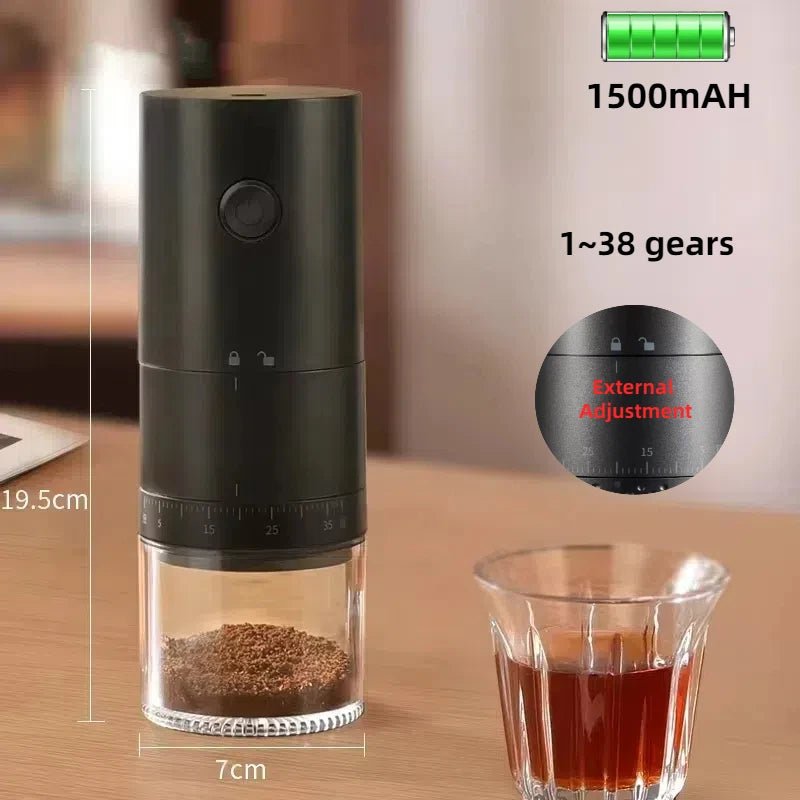 Moulin à café électrique portable USB, 38 vitesses, réglable, 1500 mAh, rechargeable, pour usage domestique - Cuisine élégante