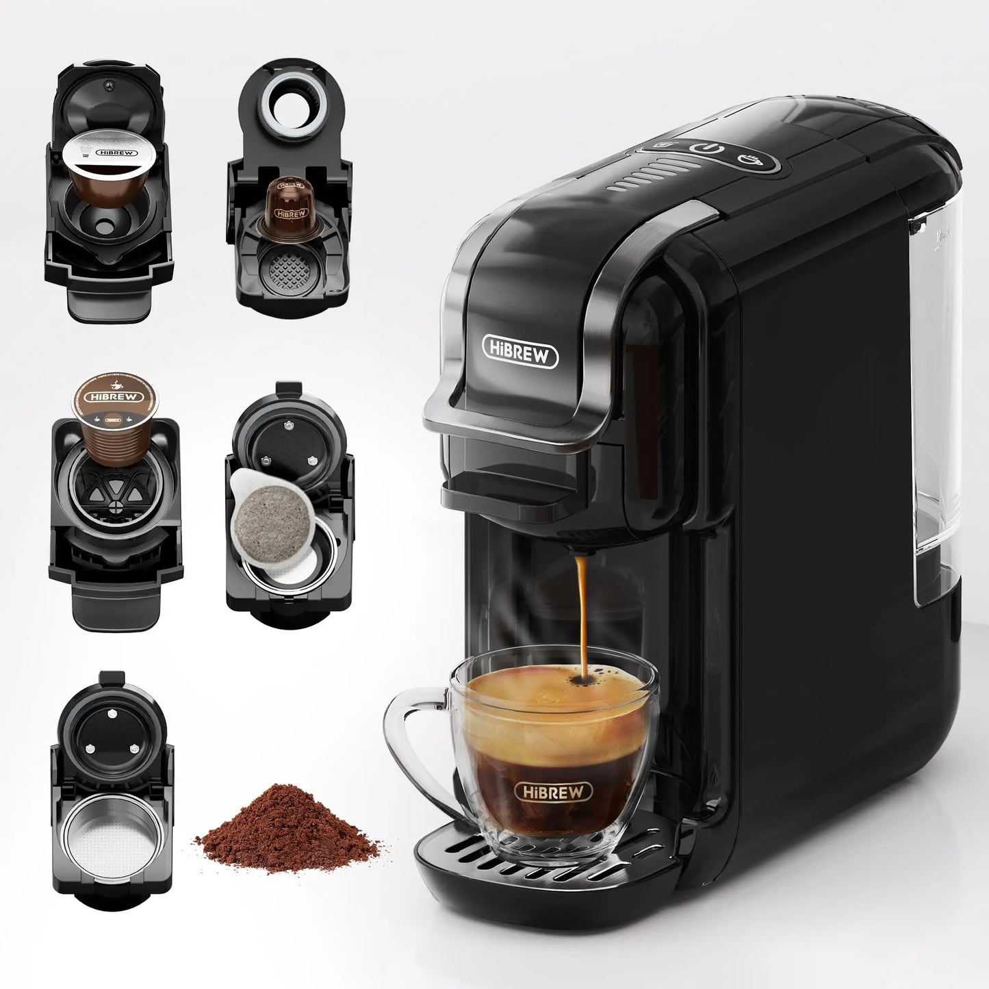 Nespresso Capsules express Portable HiBREW H2B 5 en 1 cafetière multicapsule pression 19 bars réservoir 600ML compatible avec DG/Nes/K-Cup/ESE/café moulu arrêt automatique cafetière super automatique - Cuisine élégante