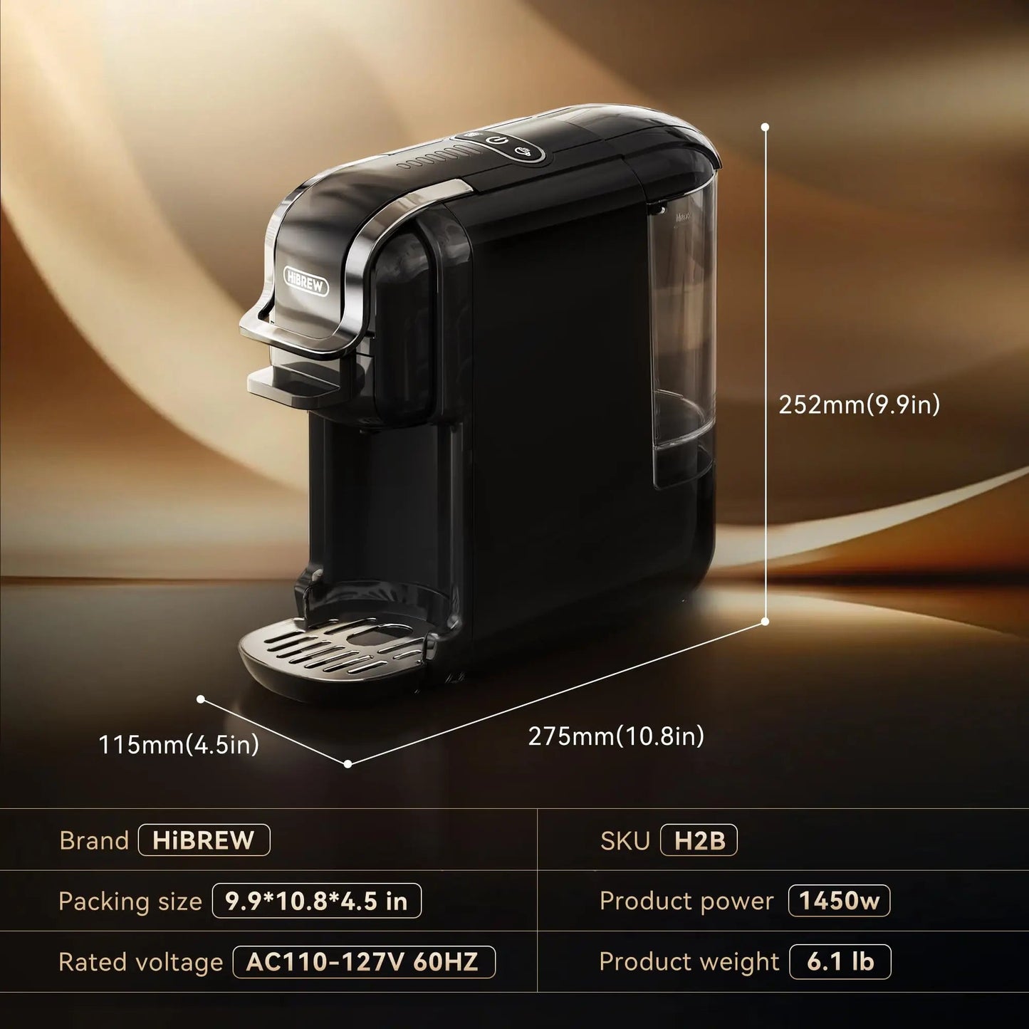 Nespresso Capsules express Portable HiBREW H2B 5 en 1 cafetière multicapsule pression 19 bars réservoir 600ML compatible avec DG/Nes/K-Cup/ESE/café moulu arrêt automatique cafetière super automatique - Cuisine élégante