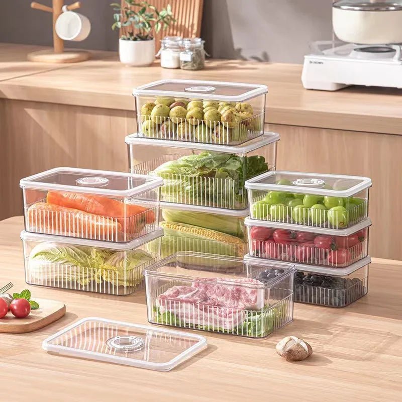 Organisateur de réfrigérateur Transparent, conteneurs de stockage des aliments, paniers de fruits et légumes frais, boîte de rangement de réfrigérateur, organisateur de cuisine - Cuisine élégante