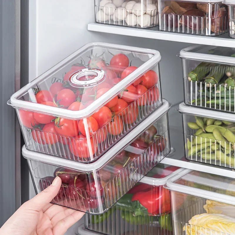 Organisateur de réfrigérateur Transparent, conteneurs de stockage des aliments, paniers de fruits et légumes frais, boîte de rangement de réfrigérateur, organisateur de cuisine - Cuisine élégante