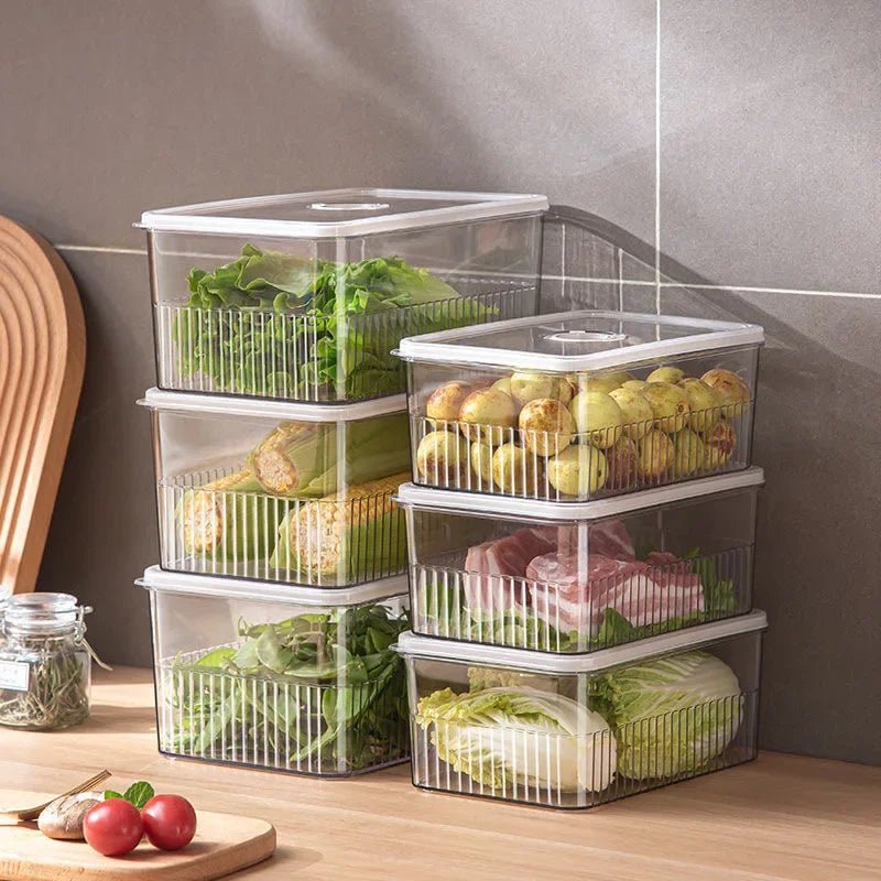 Organisateur de réfrigérateur Transparent, conteneurs de stockage des aliments, paniers de fruits et légumes frais, boîte de rangement de réfrigérateur, organisateur de cuisine - Cuisine élégante