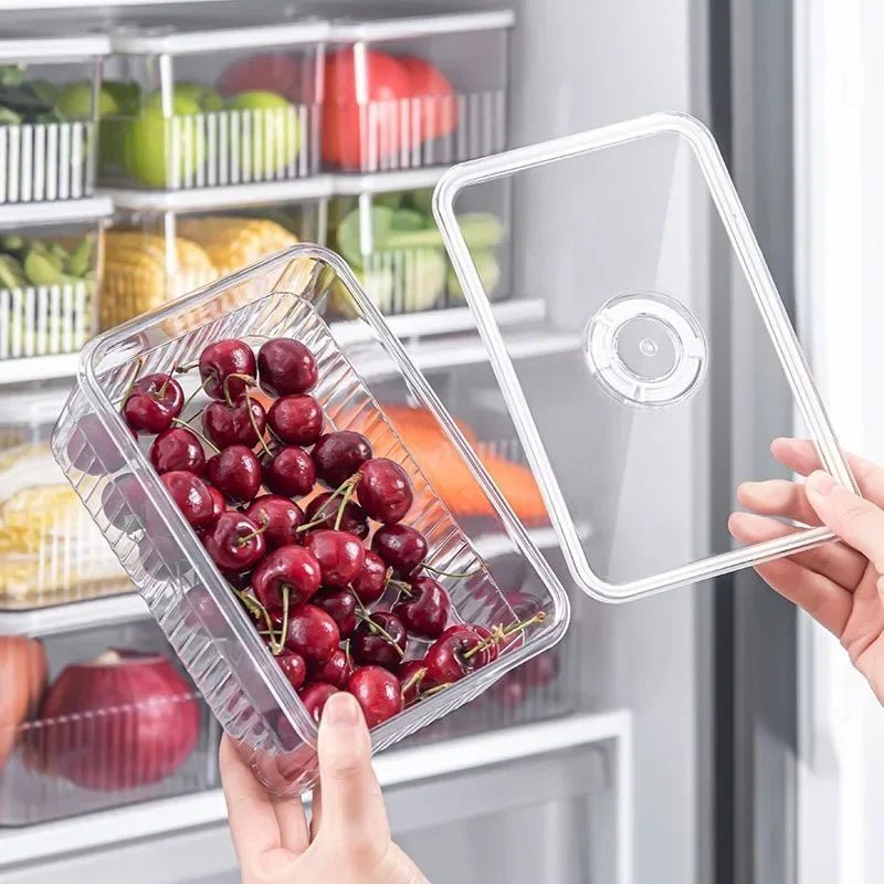Organisateur de réfrigérateur Transparent, conteneurs de stockage des aliments, paniers de fruits et légumes frais, boîte de rangement de réfrigérateur, organisateur de cuisine - Cuisine élégante