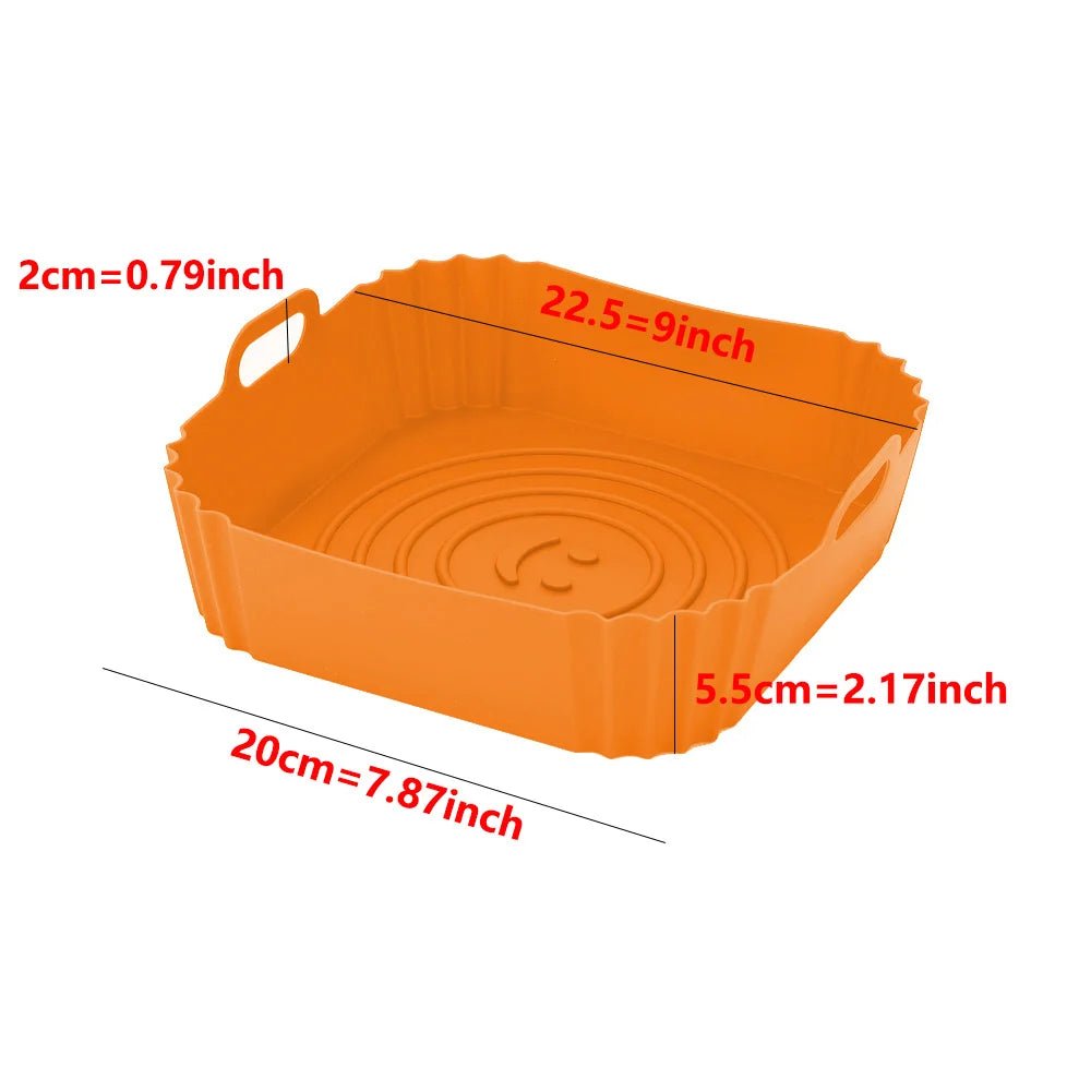 Panier rectangulaire en silicone pour friteuse à air, 24 cm, antiadhésif, réutilisable, pour four, micro - ondes, accessoires de cuisine - Cuisine élégante