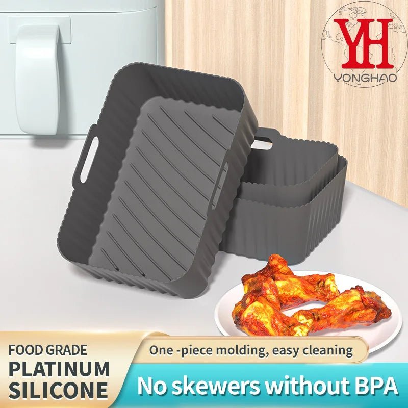 Panier rectangulaire en silicone pour friteuse à air, 24 cm, antiadhésif, réutilisable, pour four, micro - ondes, accessoires de cuisine - Cuisine élégante