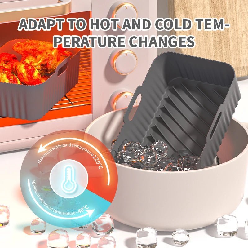 Panier rectangulaire en silicone pour friteuse à air, 24 cm, antiadhésif, réutilisable, pour four, micro - ondes, accessoires de cuisine - Cuisine élégante