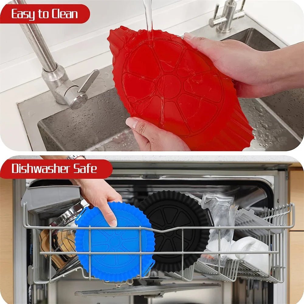 Panier rond en silicone pour friteuse à air, 20/24 cm, antiadhésif, réutilisable, pour four, micro - ondes, gâteau, accessoires de cuisine - Cuisine élégante