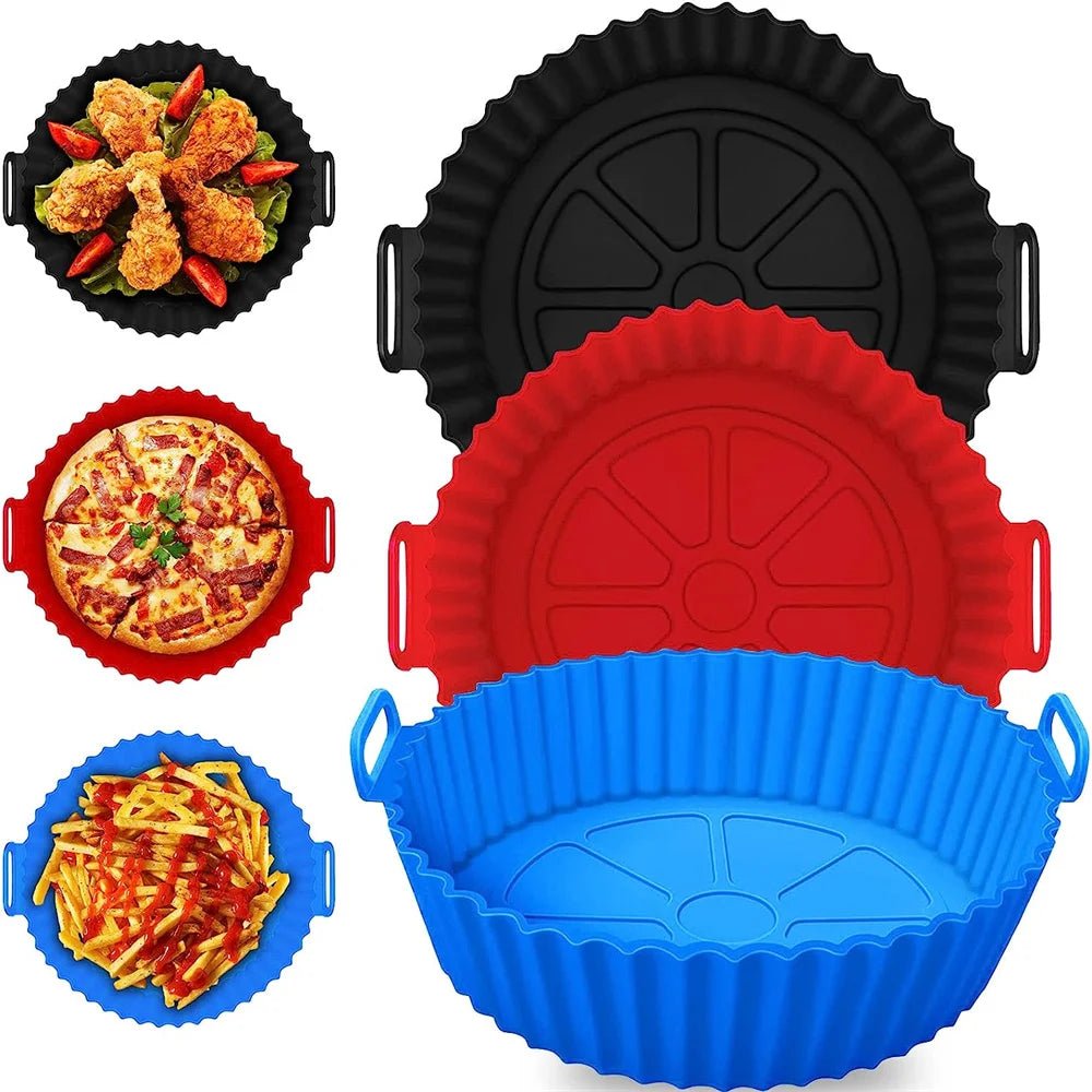 Panier rond en silicone pour friteuse à air, 20/24 cm, antiadhésif, réutilisable, pour four, micro - ondes, gâteau, accessoires de cuisine - Cuisine élégante
