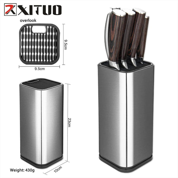 Porte - couteau de 8 pouces en acier inoxydable, ensemble de couteaux de cuisine multiples, ciseaux, ustensiles de cuisine, organisateur de couteaux, outils de bloc de support - Cuisine élégante