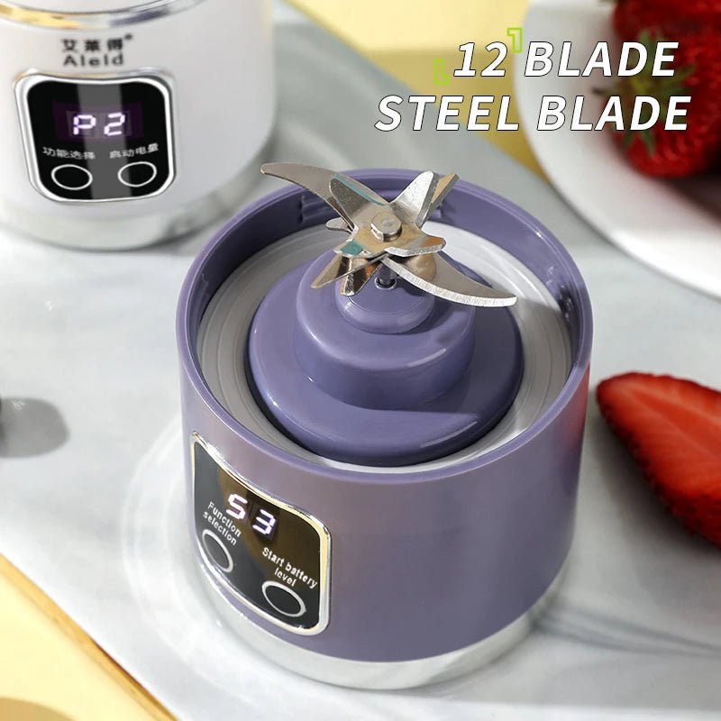 Presse - agrumes électrique Portable de 450ml, Mini presse - agrumes de voyage USB, mélangeur de Smoothie, extracteur de jus frais à 12 lames - Cuisine élégante