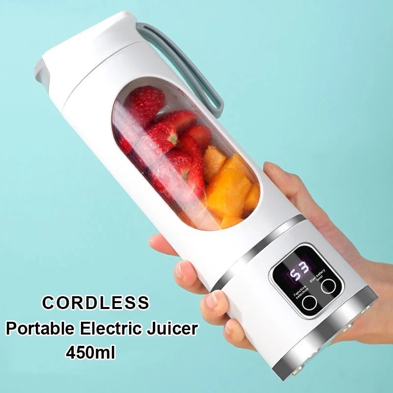 Presse - agrumes électrique Portable de 450ml, Mini presse - agrumes de voyage USB, mélangeur de Smoothie, extracteur de jus frais à 12 lames - Cuisine élégante