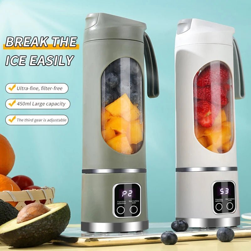 Presse - agrumes électrique Portable de 450ml, Mini presse - agrumes de voyage USB, mélangeur de Smoothie, extracteur de jus frais à 12 lames - Cuisine élégante