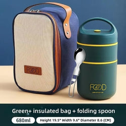 Sac à lunch isotherme en acier inoxydable, tasse à bouillie thermique, chauffe - aliments, tasse à soupe thermos, boîte à lunch pour enfants, école, extérieur, 680ml - Cuisine élégante